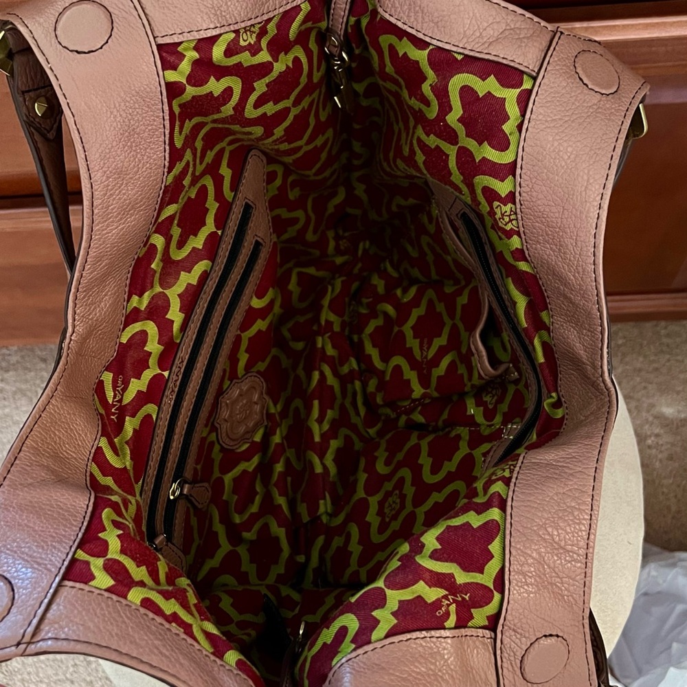 orYANY Tracy Leather Hobo Bag Tassel Pebble Leather Brown Tan Mauve MANY POCKETS - Picture 8 of 10